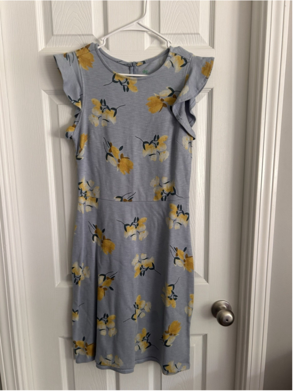 Light Blue Floral Print Fitted Dress Size 4